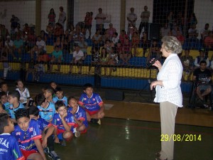 A Prefeita Cleide Berti deixou a sua mensagem aos atletas, autoridades e a todos os presentes.